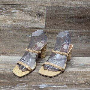 Dolce Vita Merrick Raffia Strappy Box Heel Slide Women's Size 7.5